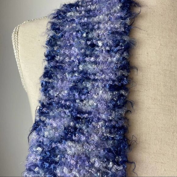 Blue Tie Dye Handmade knitted sequin Scarf one size chunky ultra soft - Picture 6 of 7